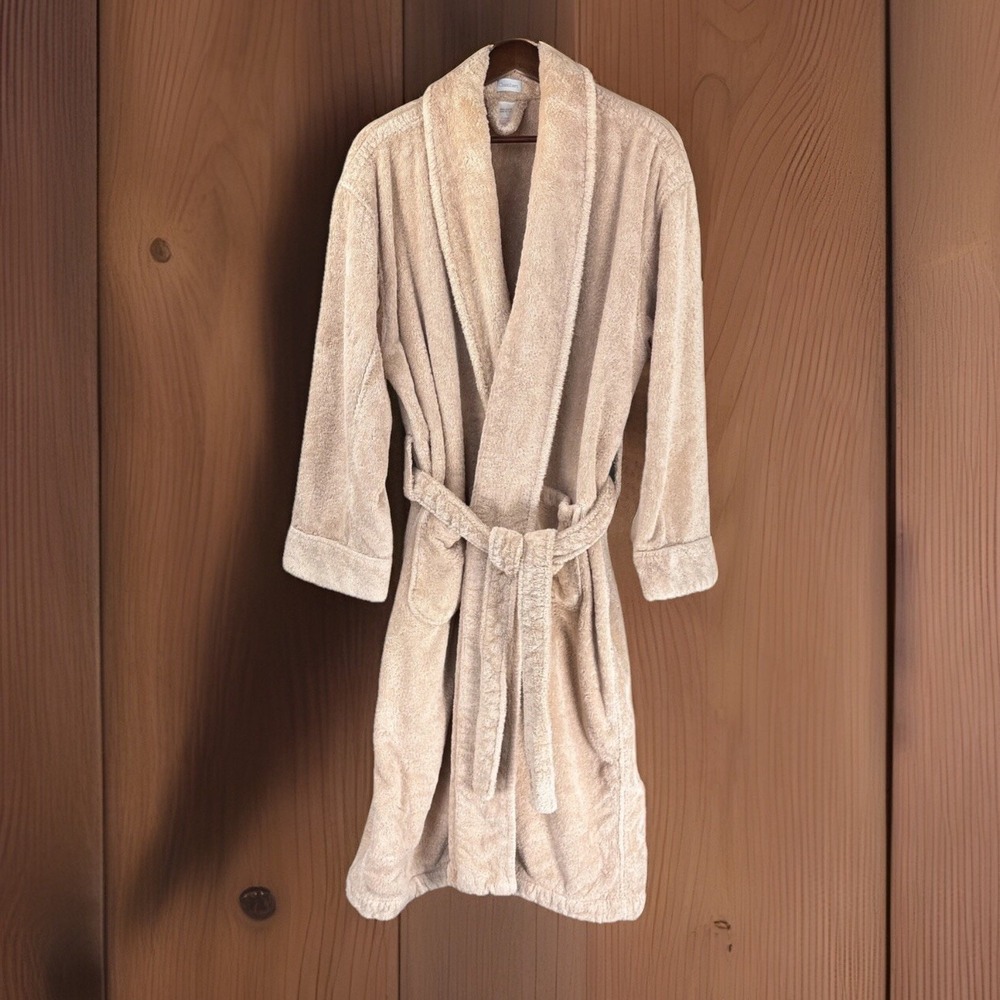 Williams Sonoma Chambers Terry Turkish Cotton Robe L Heavy Soft Beige Peach Long